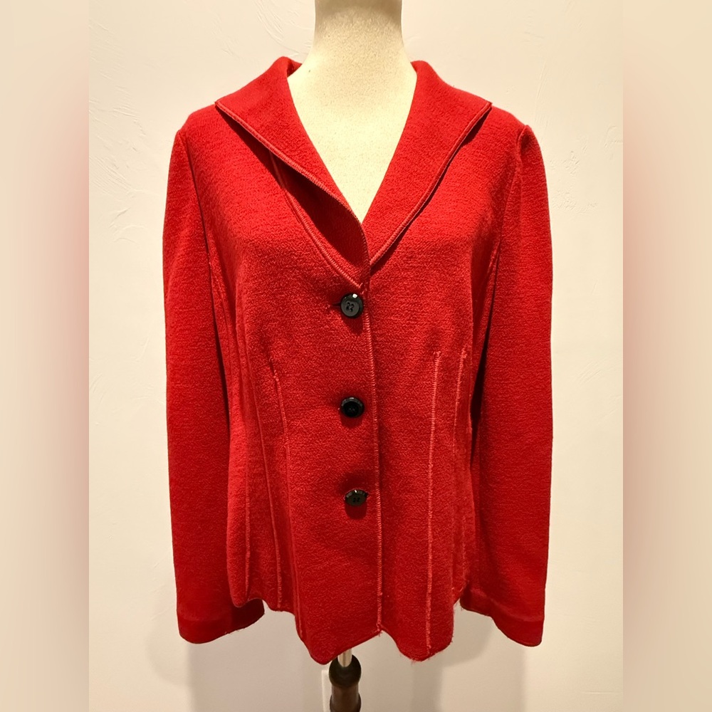 Armani Collezioni Vibrant Red Button-Front Woman's Jacket Blazer